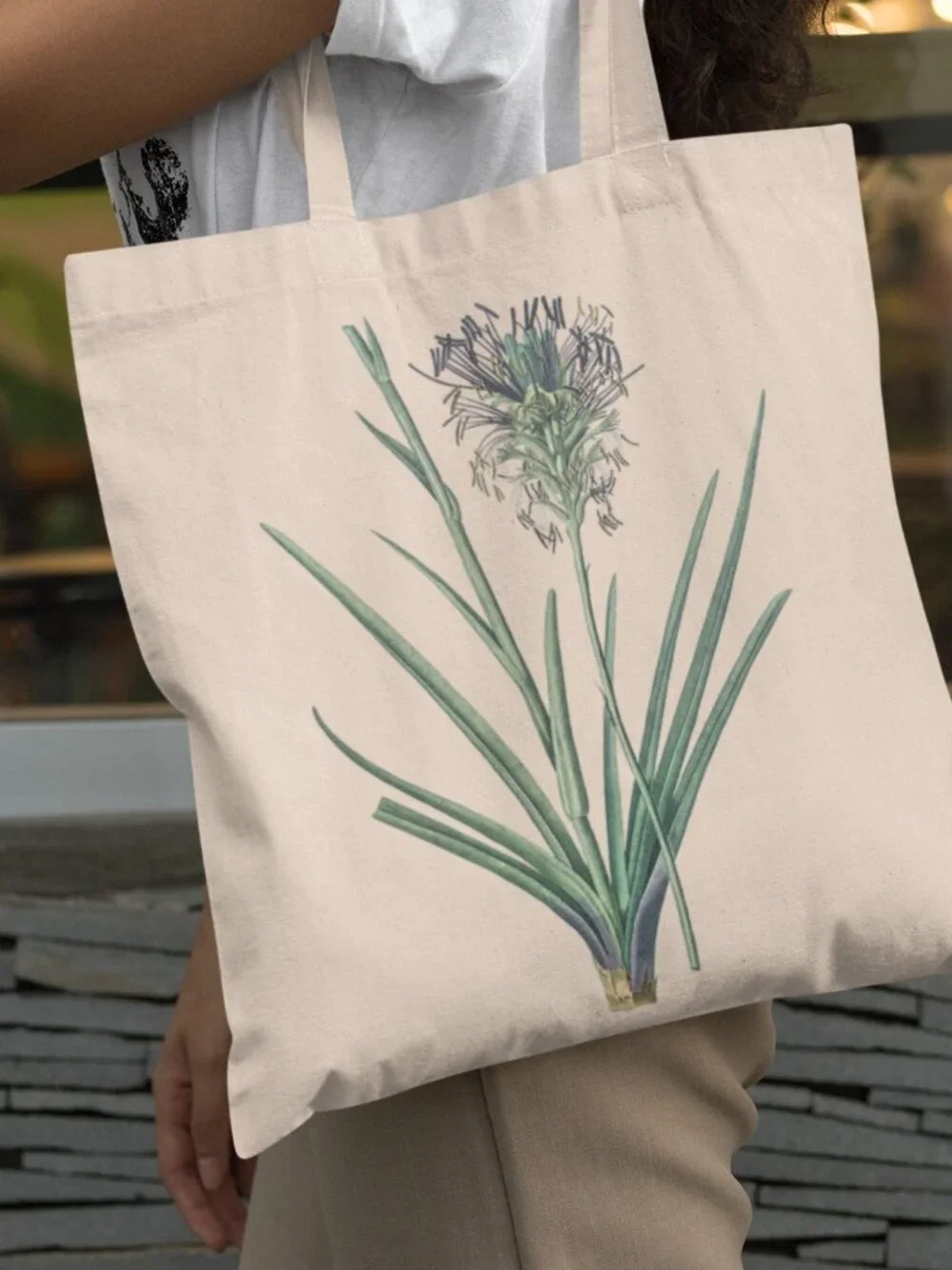 Spiked Agave Vintage Floral Print Graphic Canvas Tote Bag